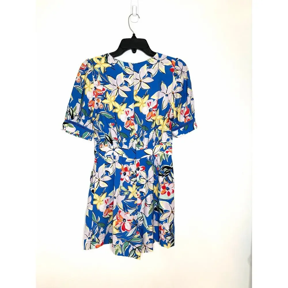 Skies Are Blue Floral Short Romper Sz XS Garden Floral Cottagecore Coastal Beach